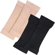 [CurcKua] 2 Pairs Arm Slimmer, Soft Chinlon Arm Slimming Shaper Wrap, 3D Embossed Seamless Compression Sleeve Women, Cozy Slimming Shaper for Women Sleeves Compression Sleeve for Elbow