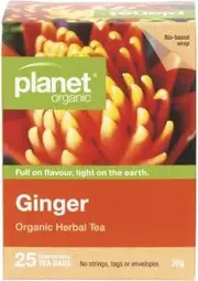 Planet Organic Ginger Herbal Tea Bags 25pk