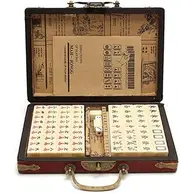 144PCS Portable Travel Mahjong Desktop Mahjong Card Game Entertainment Mahjong Toy with Portable Box Pattern Random,Multicolor