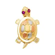 14K Tri Color Turtle Pendant for Necklace or Chain