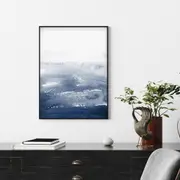Abstract navy blue sea Canvas Wall Art