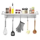 Kitchen Utensil Rack Spice Rack With Hooks Wall Mount Over The Stove Shelf Stain