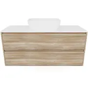 Forme Razor 1200mm Wallhung Vanity With Myanmar Stone Top And Pluto Above Counter Basin - Walnut