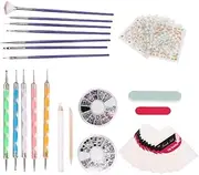 Nail Art Painting Brush Dotting Pen File Sticker Set for Manicure Tool, with Rhinestones and Nail Patch Home Salon Nail Art Tool Kit