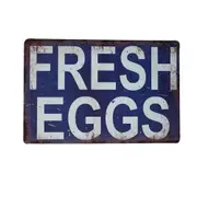 Tin Sign Fresh Egg Vintage Decor 200x300mm Metal Retro Plaque Bar Man Cave Farm