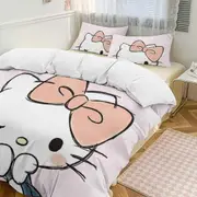 v889 Hello Kitty 3-Piece Twin Bed Set - Includes 1 Single Comforter And 2 Pillowcases Bedding - Fade Resistant Microfiber - Hello Kitty io889