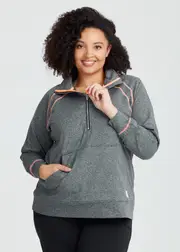 [Taking Shape] Taking Shape Mock Neck Zip Tunic Size 26 in Charcoal Marle - Plus Size Women's Clothing Charcoal Marle