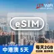 【173WIFI】eSIM-中港澳免翻牆5日吃到飽兌換券(每日2GB高速，量到降速吃到飽) (MO)