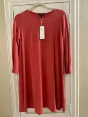 Eileen Fisher Jersey Dress Small Coral Mimosa New Nwt