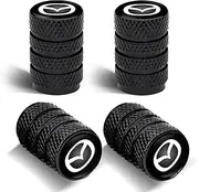 MODINK Metal Aluminum Automobile Tire Valve Cap for Mazda CX-5 CX-7 CX-8 M6 MX5 RX7 RX8 A8 CX9 MX6 R3 M2 M5 Series Car 4Pcs Metal Rubber Seal Tire Valve Cap MZD_Black