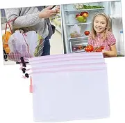 Alipis 5 Pcs Fruit Net Bag Mesh Bags Laundry Net Bag Storage Tote Bag Vegetable Net Bag Drawstring Pounch Pink