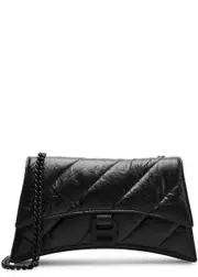 Balenciaga Crush Quilted Leather Wallet-on-chain, Wallet, Black One Size