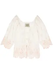 Damson Madder Lana Broderie Anglaise Cotton Blouse - White - 6 (UK6 / XS) 6 (UK6 / XS)