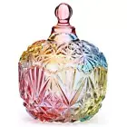 1Pc Colorful Glass Storage Jar with Lid Candy Cookie Jar Jewelry Box Buffet J...