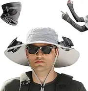 [Generic] Solar Fan Hat, Hat with Fans Solar Power, Wide Brim Solars Fan Hats Outdoor Fishing with Dual Solars Fans, USB Charging