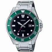 Casio Black/Green Men's Stainless Steel 200m Divers Watch MDV-107D-3A