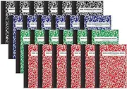 Mini Composition Books, 24 Pack, 4.5 x 3.25 inches, 80 Sheets, Narrow Ruled, by Better Office Products, Marble Covers in Red, Blue, Black, Green, 24 Pack