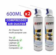 2x Compressed Air Duster Cleaner 600ML Can for Laptop PC Keyboard Camera TV