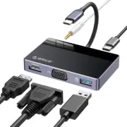 5-in-1 USB-C Hub Docking Station w/ 4K HDMI, VGA, 100W PD, 5Gbps USB-A3.0, 3.5mm