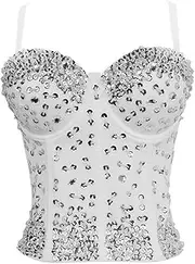 Sequined Bustier Women Bra Lingerie Blue Summer Tops Corset Ladies Underbust Bralette Shirt Woman Clothes Shaper