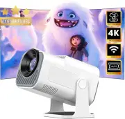 Mini Projector 4K 1080P WiFi Bluetooth Android 11.0 Auto Keystone Portable White