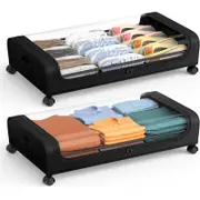 50L Under Bed Storage with Wheels & Lid - Bedroom Organizer (2 Pack)