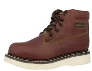 Mens Cognac Brown Work Boots Genuine Leather Oil Slip Resistant Lace Up Soft Toe