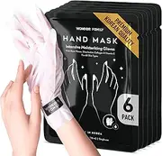 Korean Hand Masks Moisturizing Glove for Dry Hands - Hand Moisturizer Gloves for Women, Men - Hand Therapy Gloves with Collagen, Rose Oil, Shea Butter - White Hydrating Korean Hand Mask Bulk, 6 Pack