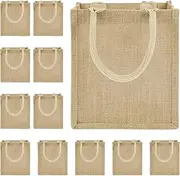 [DJAPWPX] 12 Pcs Burlap Tote Bags, Abrasion Resistant Jute Tote Bags, Large Capacity Burlap Present Storage Easy to Carry for Outdoor