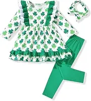[HINTINA] Toddler little Girls St. Patrick Day Shamrock Outfits