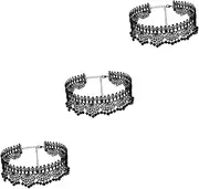 [LALAFINA] Pcs Stylish Lace Necklet Woman's Vintage Clavicle Chain Crystal Beads Black Cm Fashionable Accessory