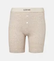 [Loewe] Loewe Logo cotton and wool shorts UK 12 beige