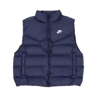 【NIKE 耐吉】背心 NSW Windrunner 女款 藍 白 保暖 羽絨 立領 拉鍊口袋 外套 風衣 夾克(FZ1104-451)