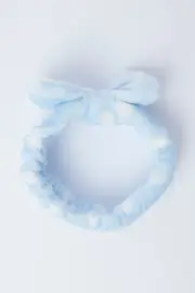 Blue Polka Dot Large Bow Spa Hair Band Headband For Make Up