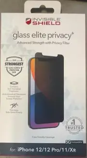 ZAGG InvisibleShield Elite Privacy+ Screen Protector iPhone 12 Pro, 12, 11, XR