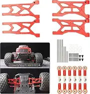 RCAWD Bolded Widen Suspension Arms & Links Turnbuckles for Big Rock Granite Vorteks 3S & Mega 550 Upgrades, A-Arms Linkages Tie Rods Toe Set for ARRMA 1/10 Parts #ARAC9066, Red