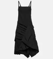 [Dries Van Noten] Dries Van Noten Draped pleated linen and cotton midi dress AU 10 black