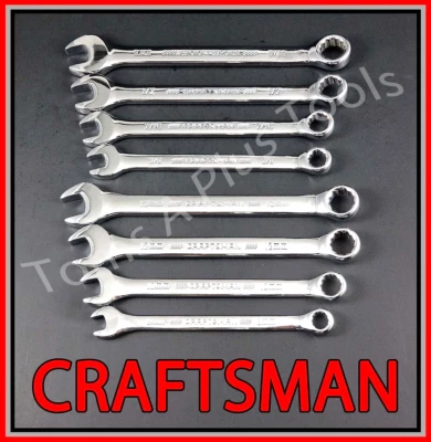 CRAFTSMAN TOOLS 8pc POLISHED Chrome SAE & METRIC 12pt Combination Wrench set