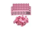 1-100 Cattle Number Ear Tag 6x7cm Set - Medium Pink Cow Sheep Livestock Label