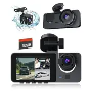 Dash Cam 3 Channel Front and Rear Inside, 4K Full UHD Dash Camera New Sealed