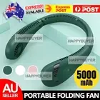 USB Leafless Neck Fan Cooler Rechargeable Dual Effect Cooling Neckband Fan NEW