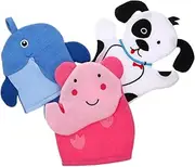 Healeved 3pcs Bath Wipe Hooded Towel Bath Brush Towels Pool Bath Rubbing Towel Spinner Chair Bath Wash Mitt Towel Bath Scrub Swaddle