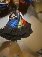 NWT 6 Pairs Adidas Youth Superlite Black No Show Socks sz M Shoe Size 13C-4Y