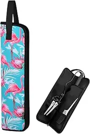 Beautyflier Universal Curling Iron Travel Case, Canvas Heat-Resistant Curling & Flat Iron Holder Travel Case, Hot Curling Iron Holder for Hair Tools Travel Bag or Daily Use (Flamingo)