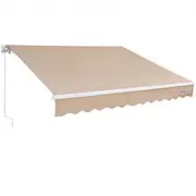VEVOR Manual Retractable Awning, 3.66x3.05m Outdoor Patio Awning Retractable Sun Shade, Water-Resistant Polyester Patio Door Window Awning Sunshade Sh
