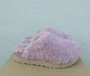 UGG SHELL PINK FUZZ SUGAR WOOL/ FAUX FUR FLUFF SLIDE SLIPPERS, US 7/ EUR 38 ~NIB