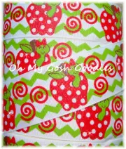 25 YARD ROLL SALE 1.5 BOOK WORM GLITTER RED DOT APPLE CHEVRON GROSGRAIN RIBBON