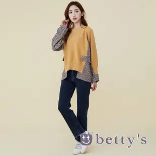 【betty’s 貝蒂思】格子布拼接針織毛衣(黃色)