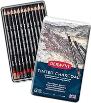 Derwent Tinted Charcoal Drawing Pencils, Set of 12, Watersoluble, Professional Quality, 2301690