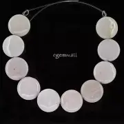 10 Pink Peruvian Opal Flat Round Coin Beads ap. 18mm #76178